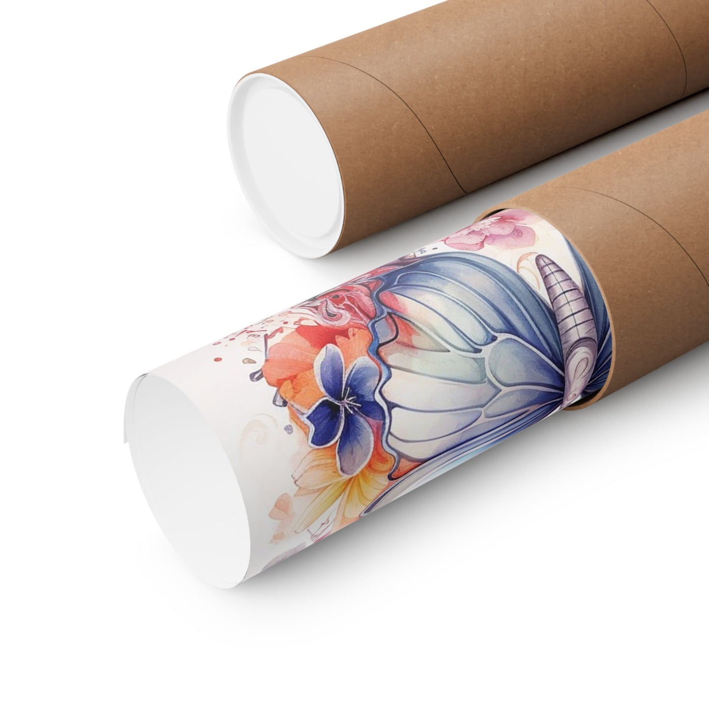 Butterfly Watercolor Wall Poster — Floral Pastel Matte Vertical Print