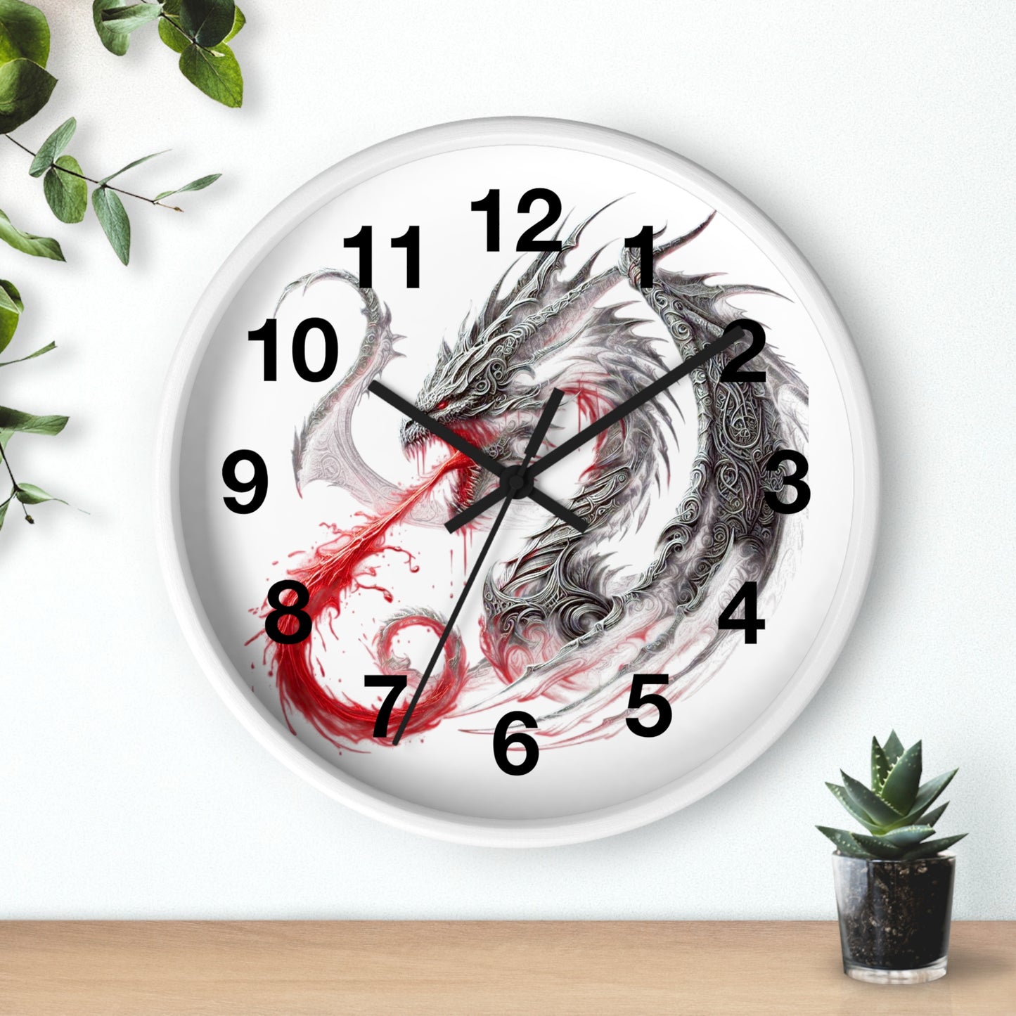 Dragon Wall Clock — Red Breath Mythical Timepiece for Fantasy Fans