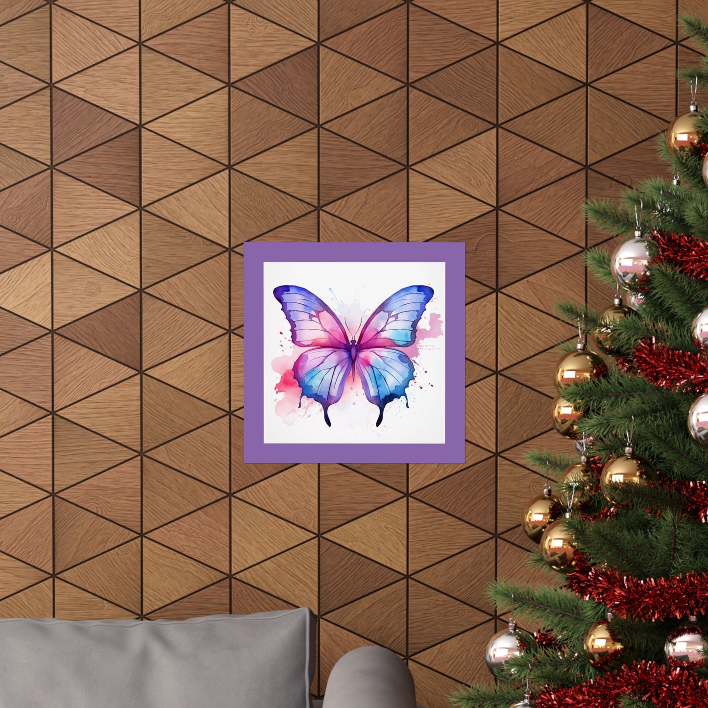 Butterfly Watercolor Matte Poster — Purple Vertical Art Print