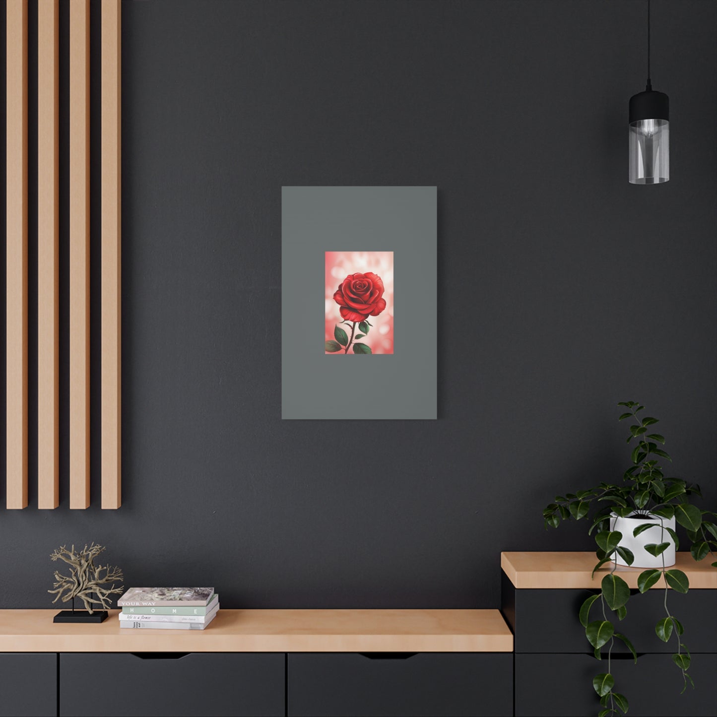 Red Rose Vertical Matte Canvas Print — Romantic Floral Wall Art