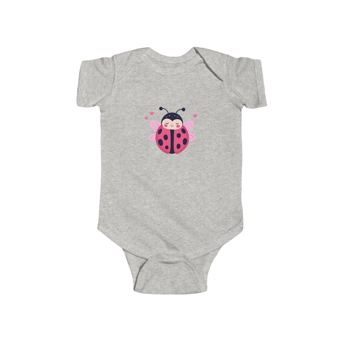 Cute Pink Ladybug Infant Bodysuit – Baby Girl Onesie with Heart Dots