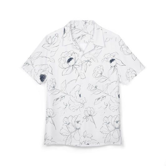 Floral Hawaiian Button-Down Shirt, Beachwear, Summer Outfit, Tropical Style,