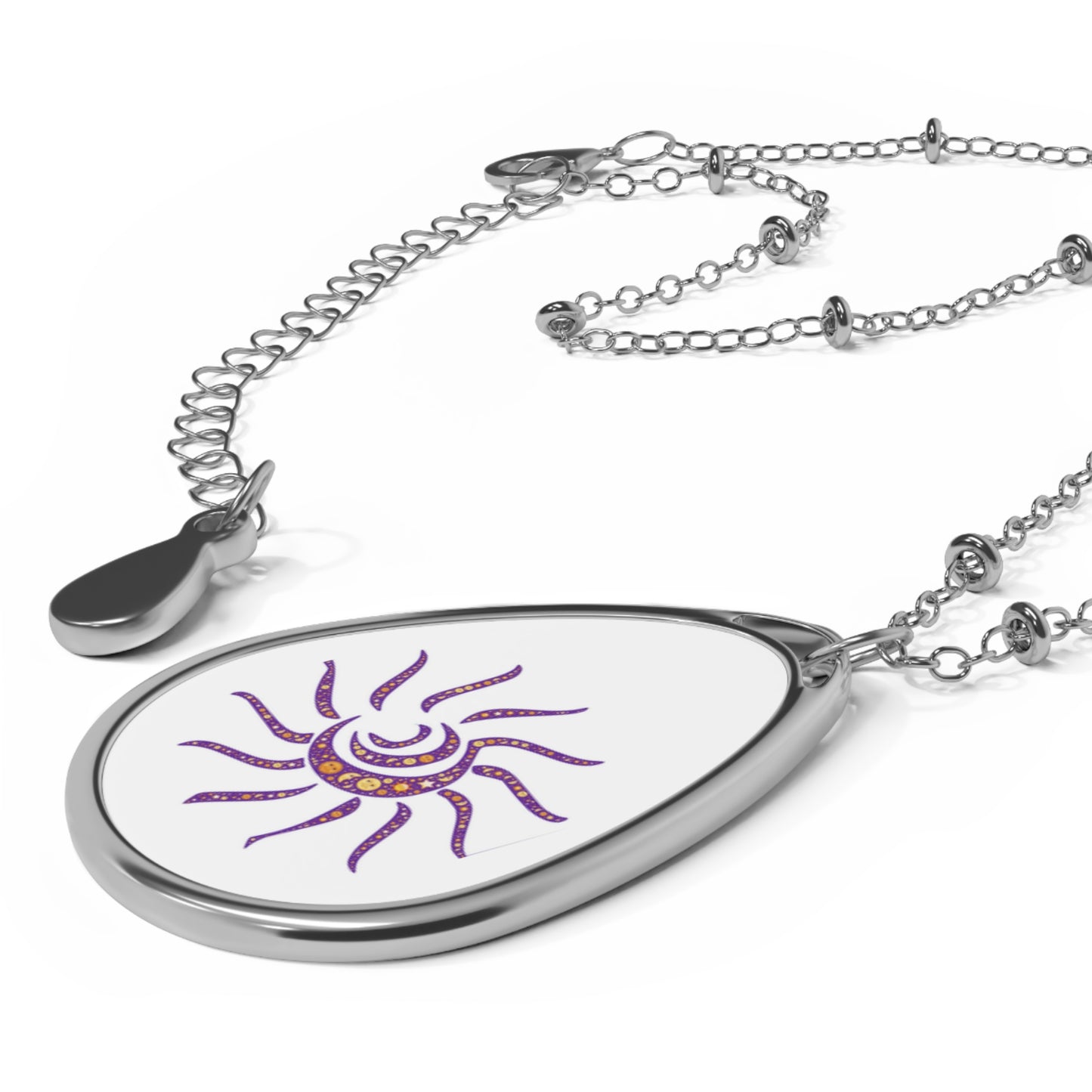 Bohemian Sun Necklace, Oval Pendant Jewelry, Gift for Her, Layering Necklace