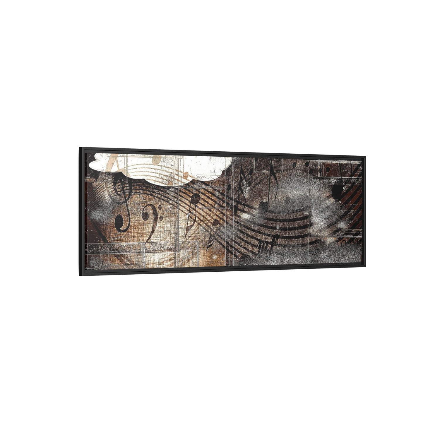 Framed Music Notes Canvas Print — Abstract Vintage Piano & Sheet Music Wall Art