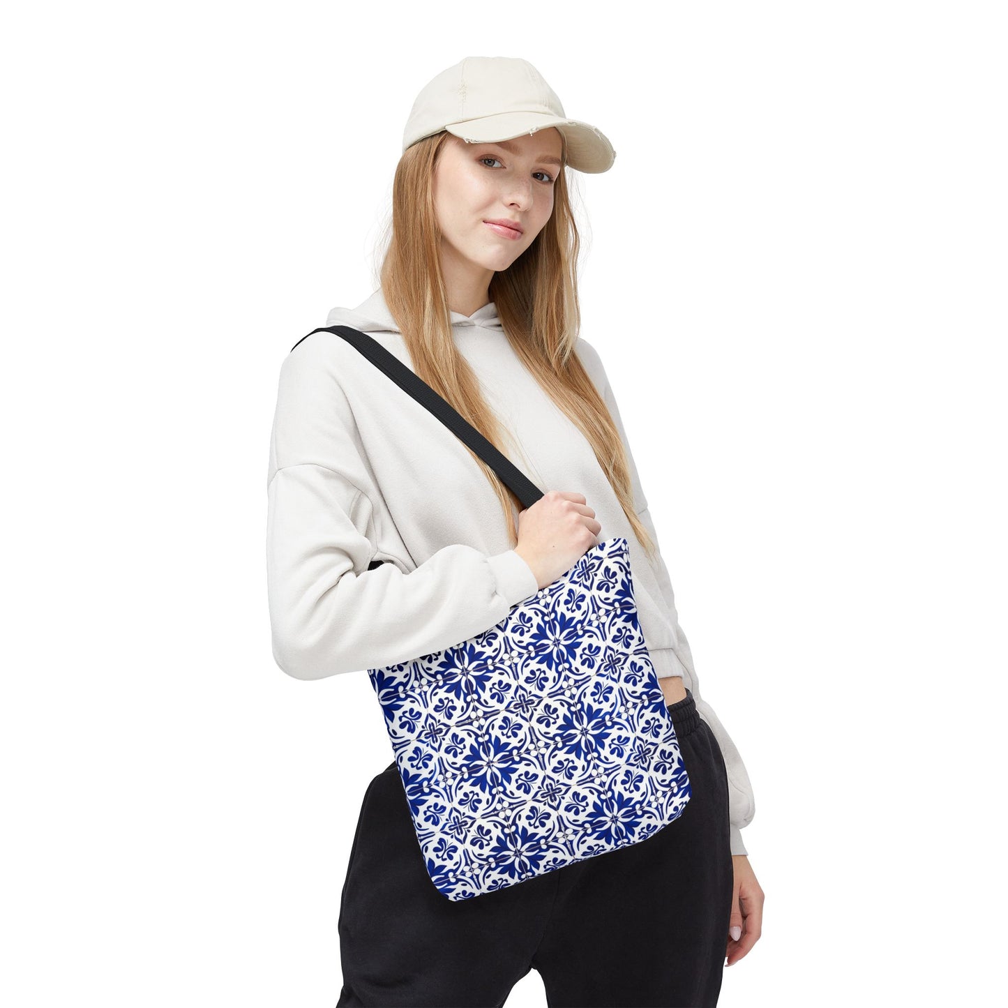 Blue Moroccan Tile Tote Bag - All-Over Print Patterned Market Tote