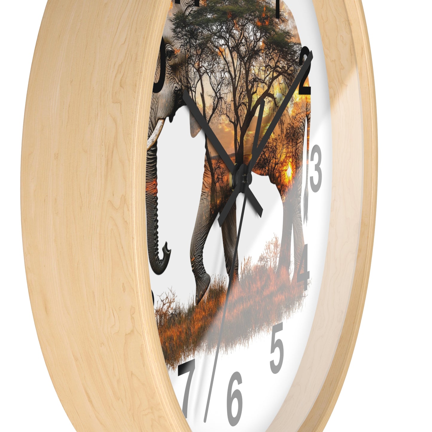 Elephant Sunset Wall Clock, Nature Decor, Wildlife Home Accessory, Animal Lover Gift, Safari Themed Clock, Unique Wall Art