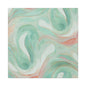 Abstract Green Marble Canvas Print — Teal & Coral Swirl Wall Art