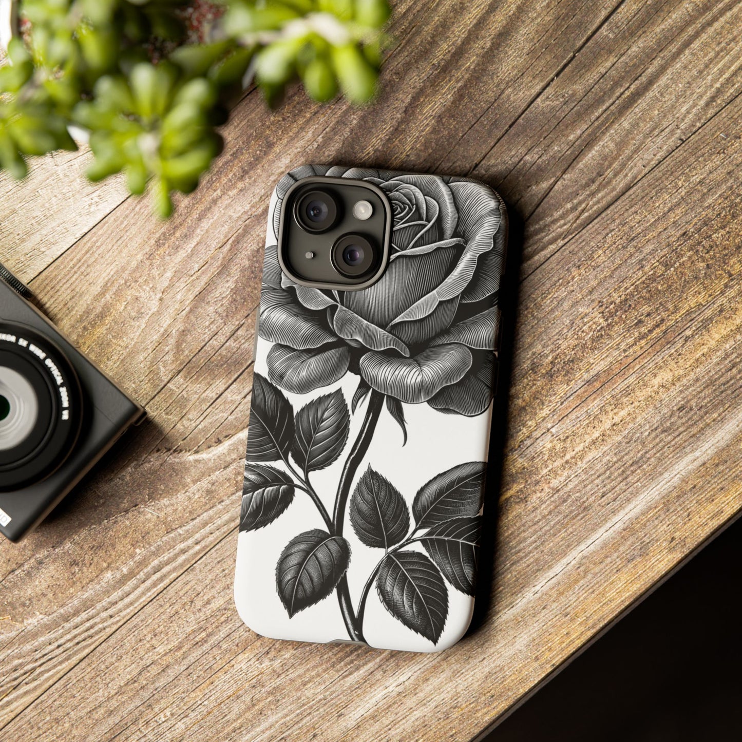 Elegant Floral Phone Case - Tough Cases, Black Rose Design, Floral Phone Cover, Stylish Phone Accessory, Gift for Her, Mother's Day
