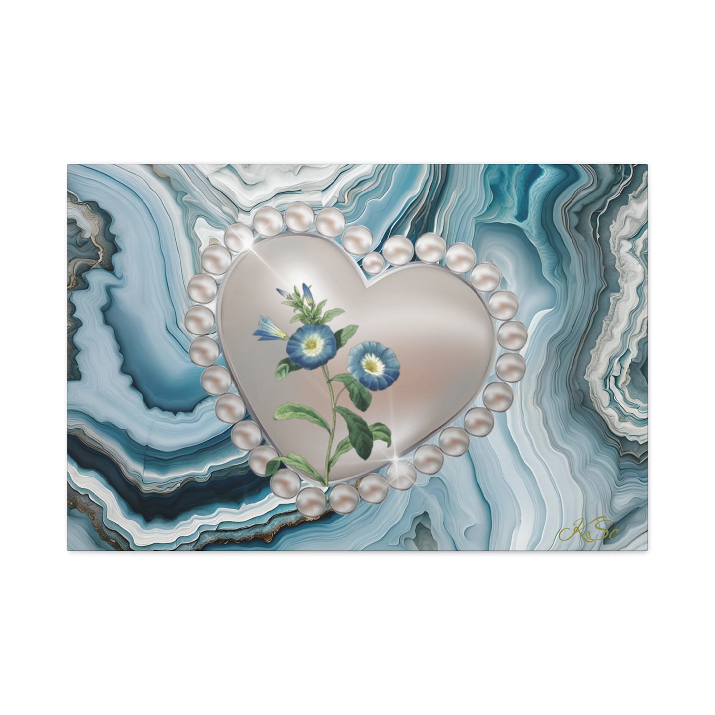 Elegant Floral Heart Canvas Wall Art, Modern Home Decor, Gift for Her