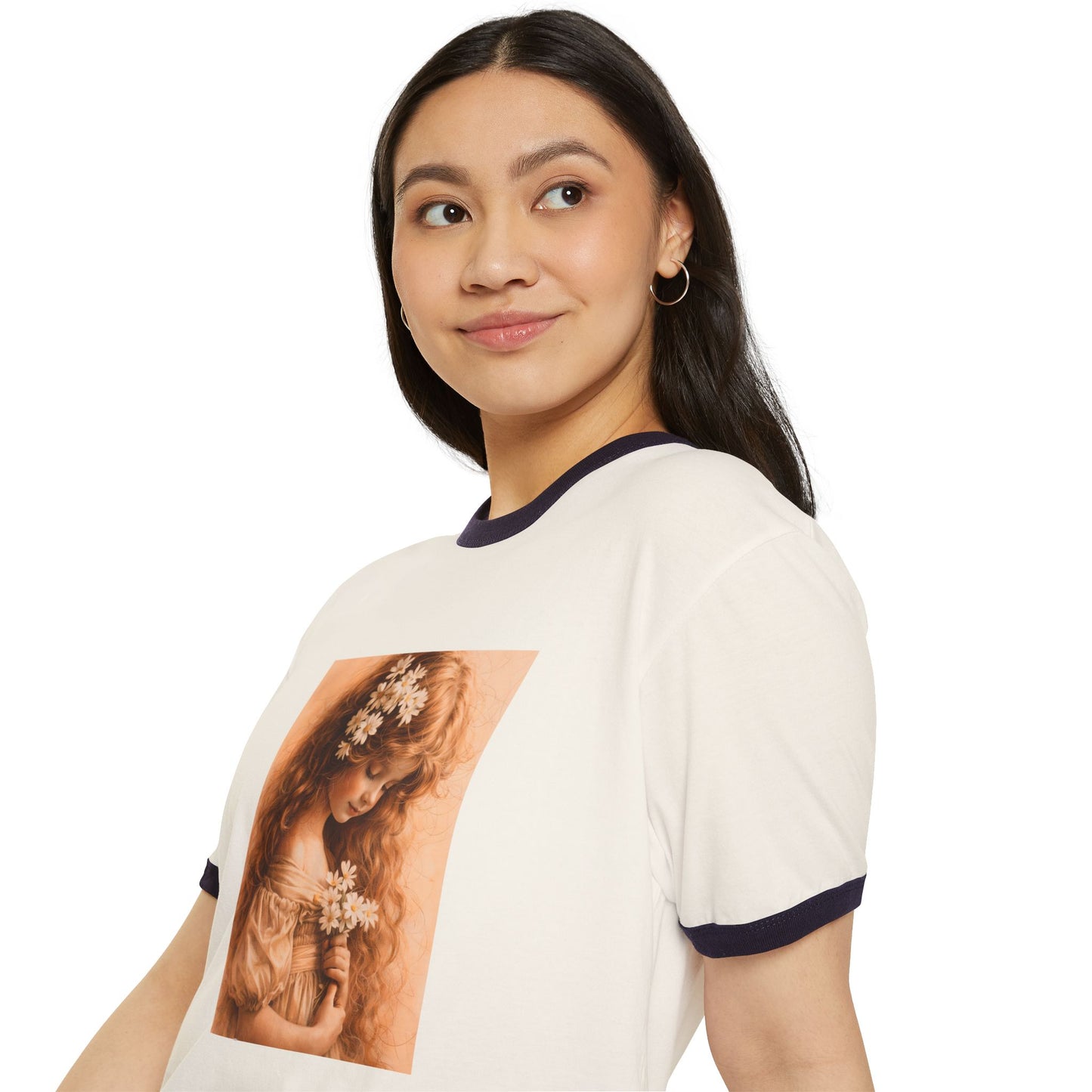 Vintage Floral Girl Ringer Tee