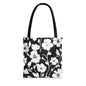 Elegant Floral Tote Bag, Black and White Tote, Eco-Friendly Shopping Bag