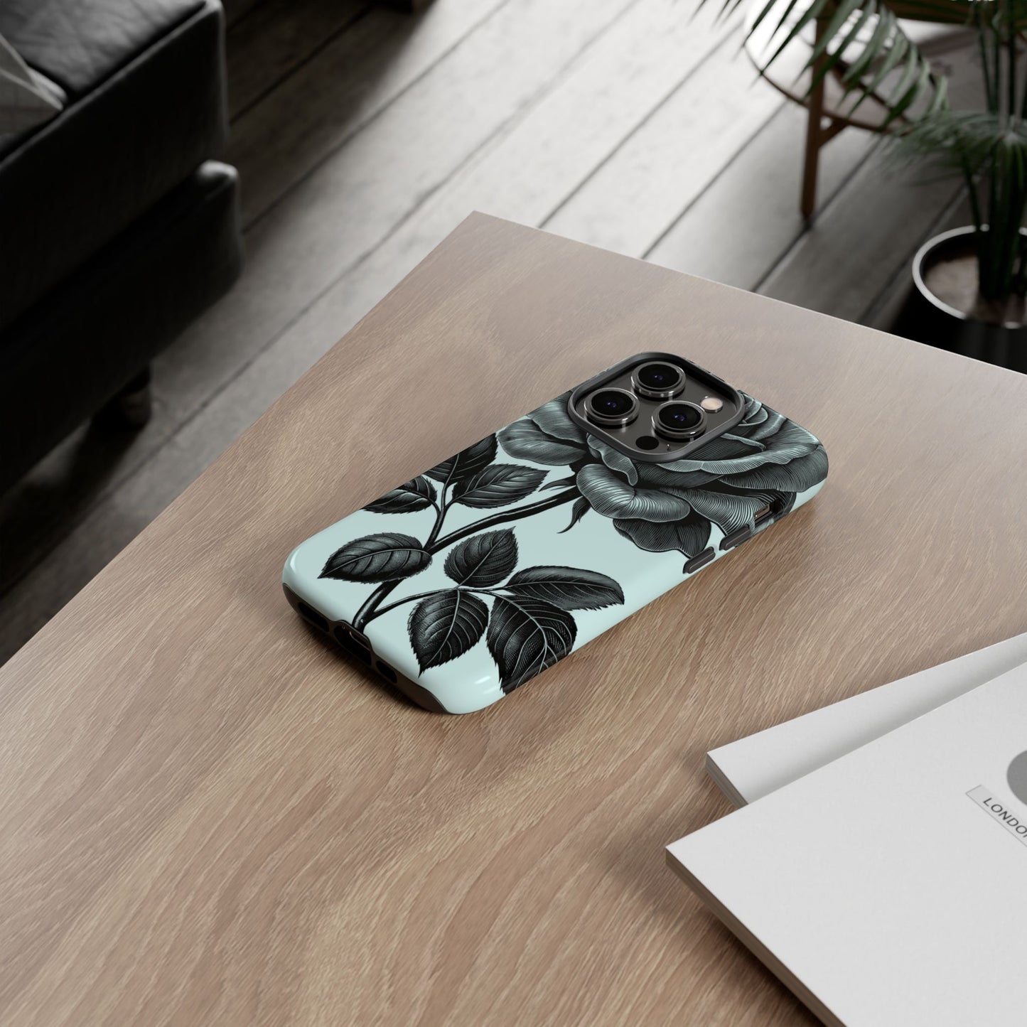 Elegant Floral Phone Case, Tough Cases for iPhones, Black Rose Design, Gift for Her, Stylish Phone Cover, Birthday Gifts