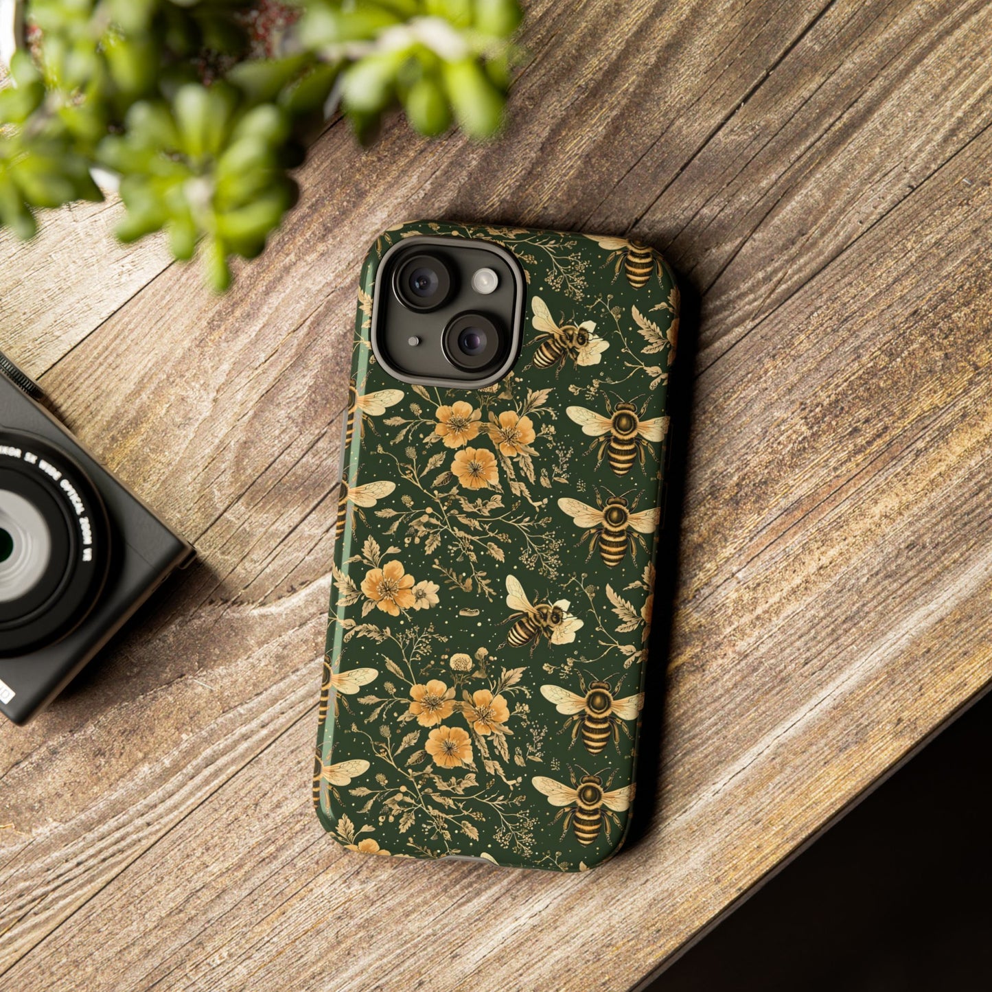 Nature-Inspired Phone Case, Tough Cases for Nature Lovers, Floral Bee Design, Eco-Friendly Gift, Summer Vibes, Trendy Phone Accessory,