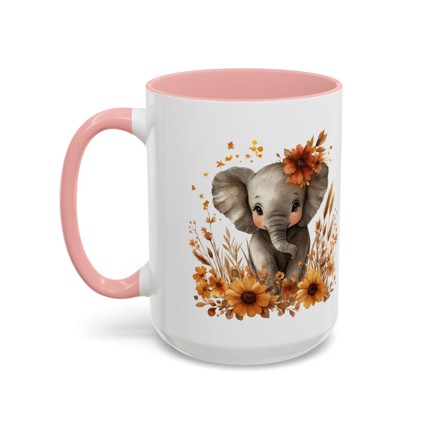Adorable Elephant Floral Coffee Mug, Cute Animal Mug, Coffee Lover Gift, Kids Mug, Baby Shower Decor