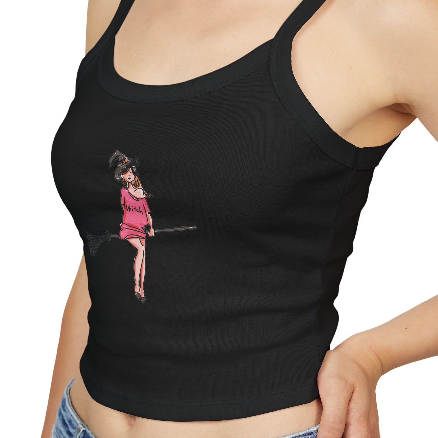 Witchy Spaghetti Strap Tank Top - Fun Summer Wear, Casual Party Top, Perfect for Halloween, Gifts for Friends, Everyday Fashion