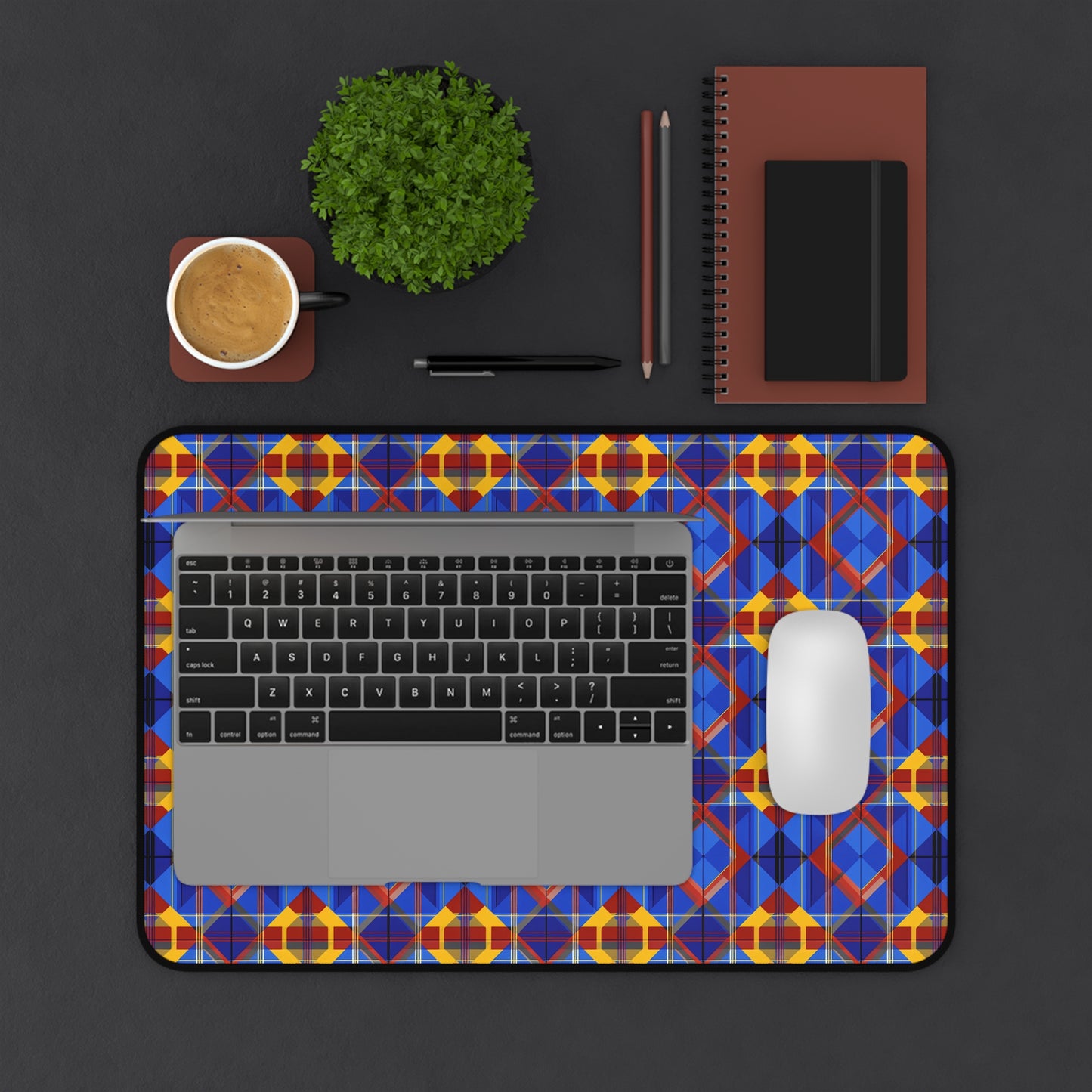 Colorful Geometric Desk Mat - Stylish Work & Gaming Surface
