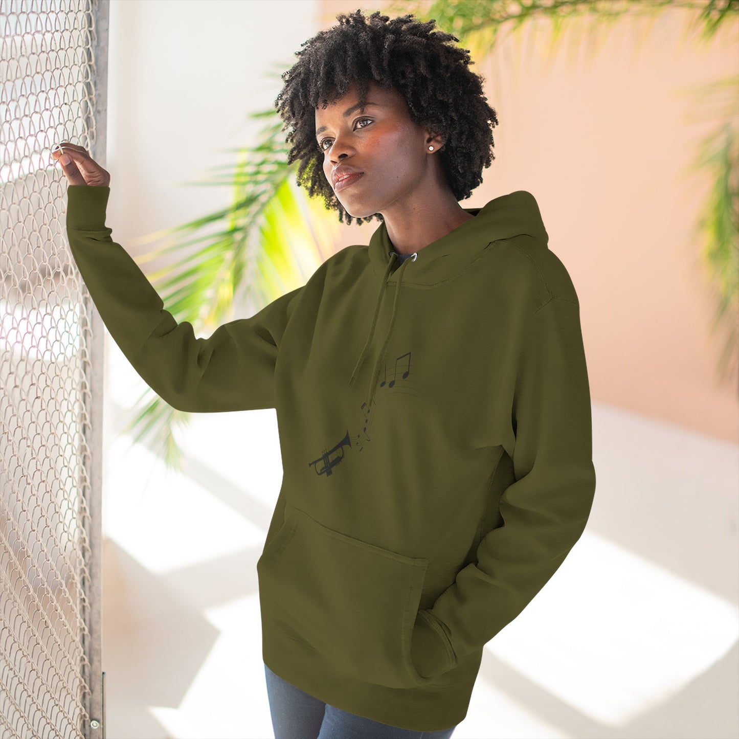 Trumpet Music Notes Hoodie — Minimalist Jazz Instrument Pullover