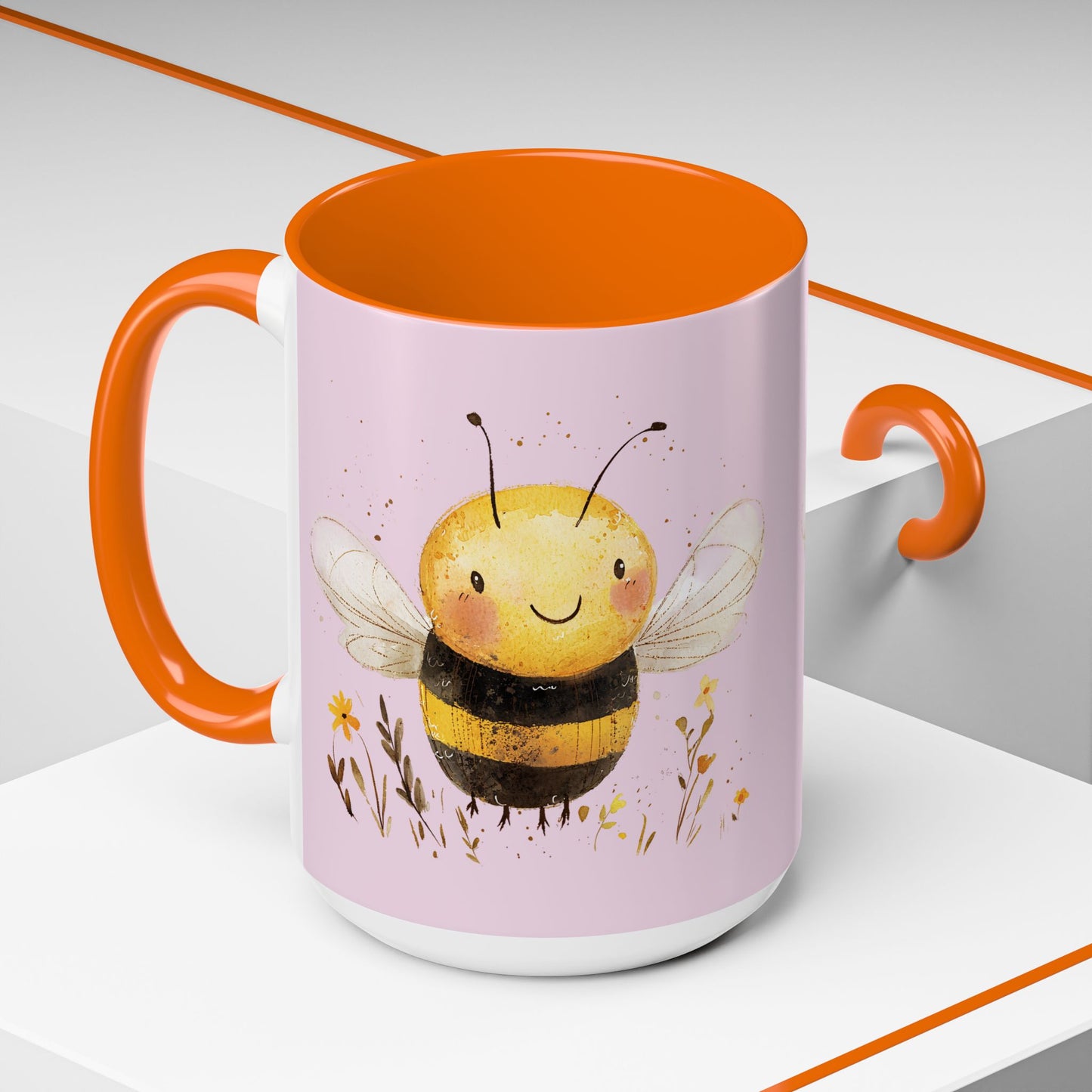 Cute Bee Accent Coffee Mug for Nature Lovers, Fun Bee Design, Gift for Friends, Bee Themed Kitchenware, Bee Lover's Mug