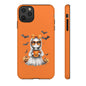 Halloween Ghost Phone Case, Cute Cat Ghost Case, Autumn Phone Cover, Spooky Season Gift, Trick or Treat Case