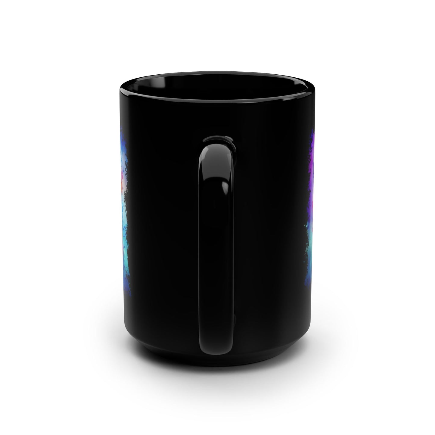 15oz Black Mug — Colorful Watercolor Sugar Skull Coffee Cup