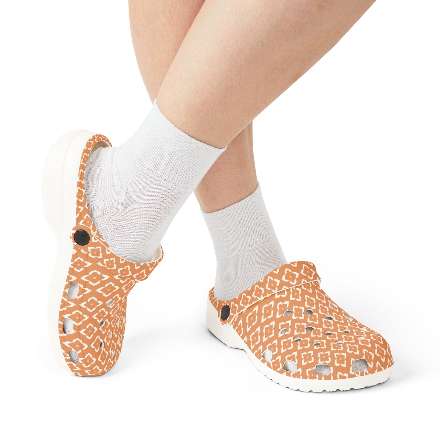 EVA Foam Clogs — Terracotta Geometric Pattern Slip-On Shoes