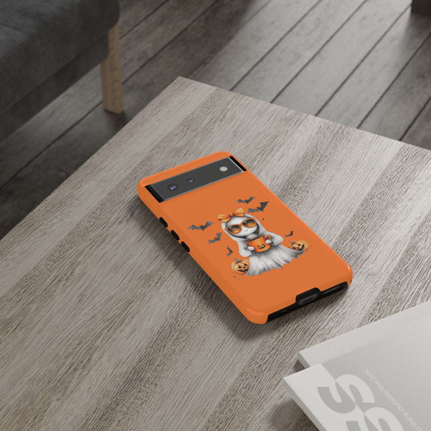 Halloween Ghost Phone Case, Cute Cat Ghost Case, Autumn Phone Cover, Spooky Season Gift, Trick or Treat Case