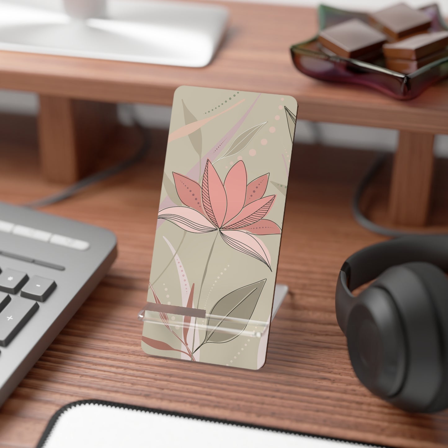 Stylish Mobile Phone Stand, Floral Phone Holder, Desk Decor, Gift for Her, Home Office Accessory, Mother's Day Gift