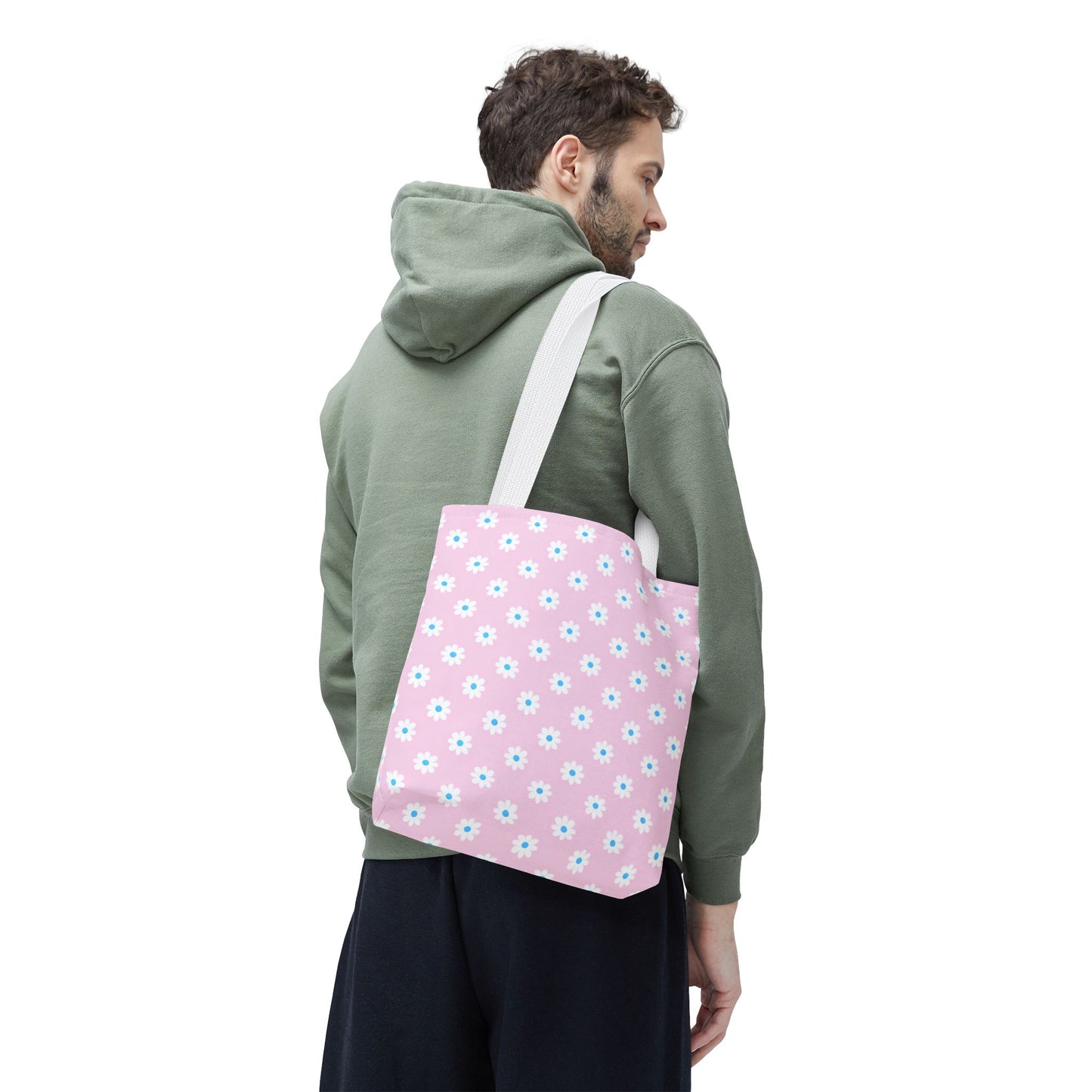 Pink Daisy Pattern Tote Bag — Floral Everyday Canvas Shopper