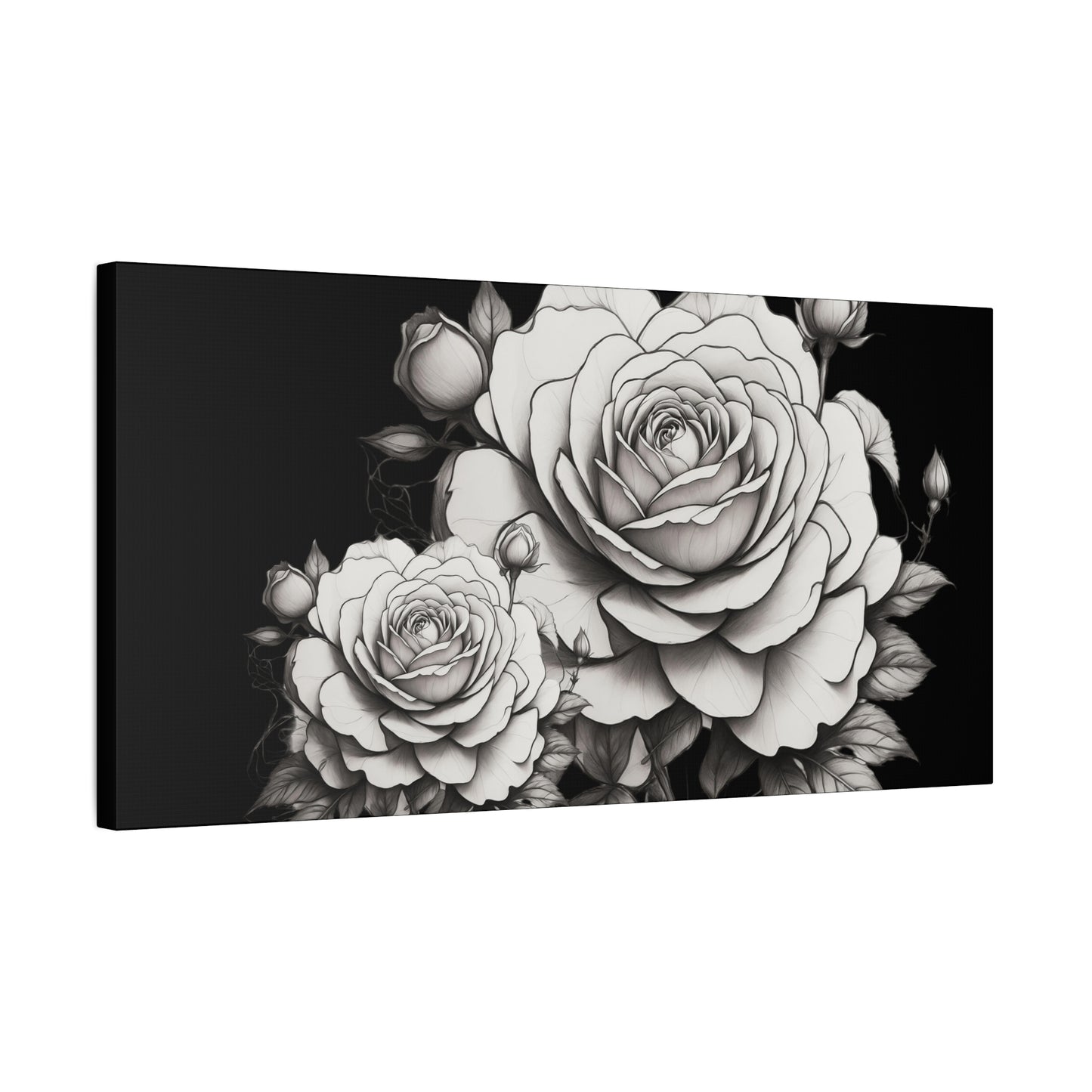 Monochrome Rose Canvas Print — Black & White Floral Wall Art