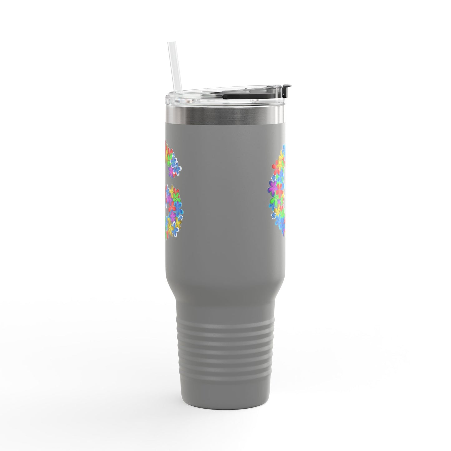 Vibrant Floral Insulated Travel Mug, Perfect for On-the-Go- Letter G