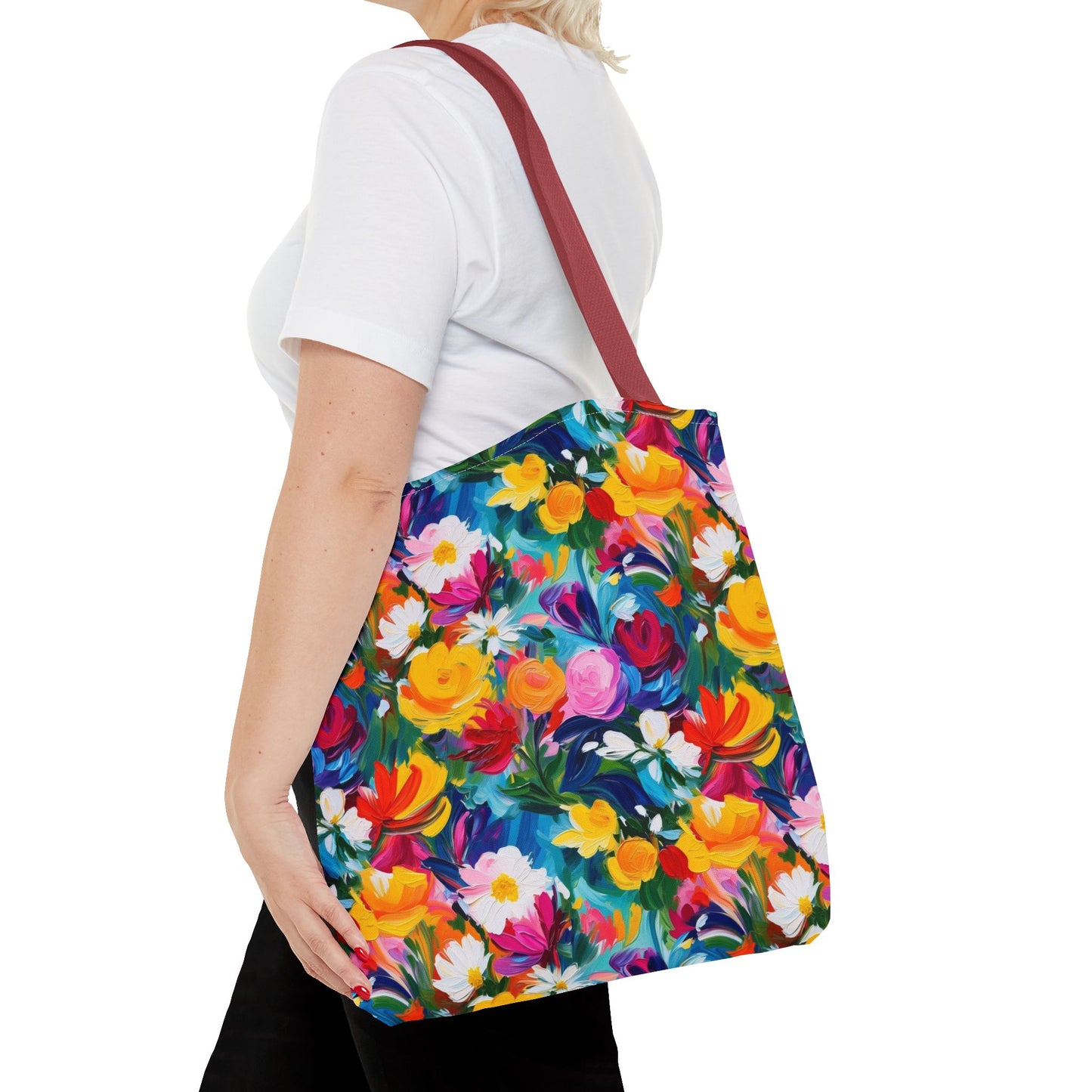 Colorful Floral Tote Bag — Vibrant All-Over Print Shopper