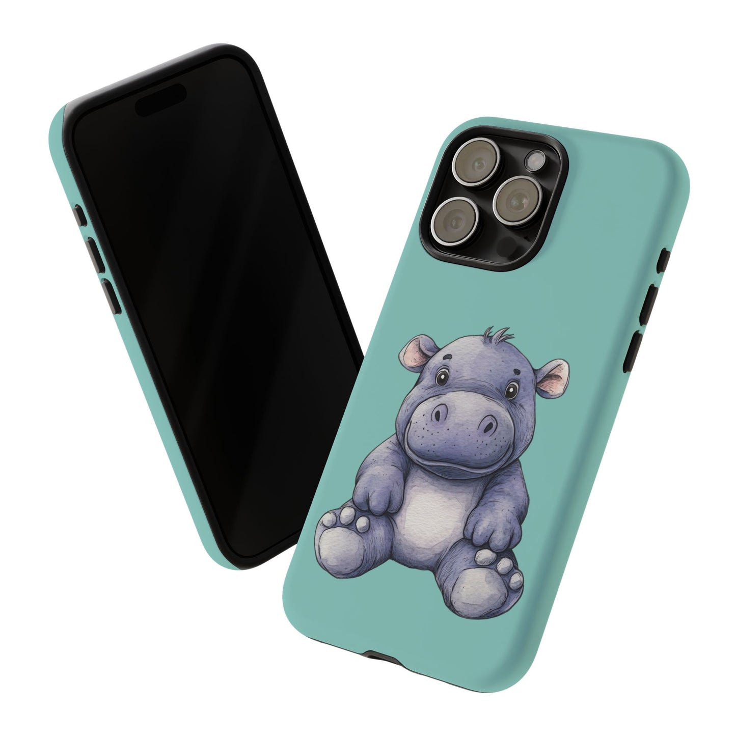 Cute Hippo Phone Case, Tough Phone Cover, Fun Animal Case, Gift for Kids, Cute Decor, Birthday Present