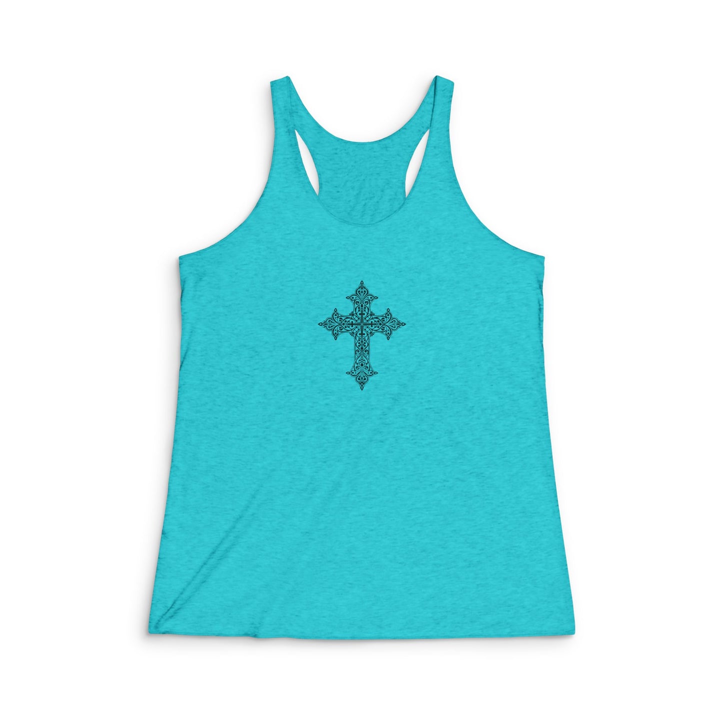 Cross Design Women's Tri-Blend Racerback Tank, Casual Wear, Workout Top, Summer Tee, Faith-Based Apparel, Gift for Her
