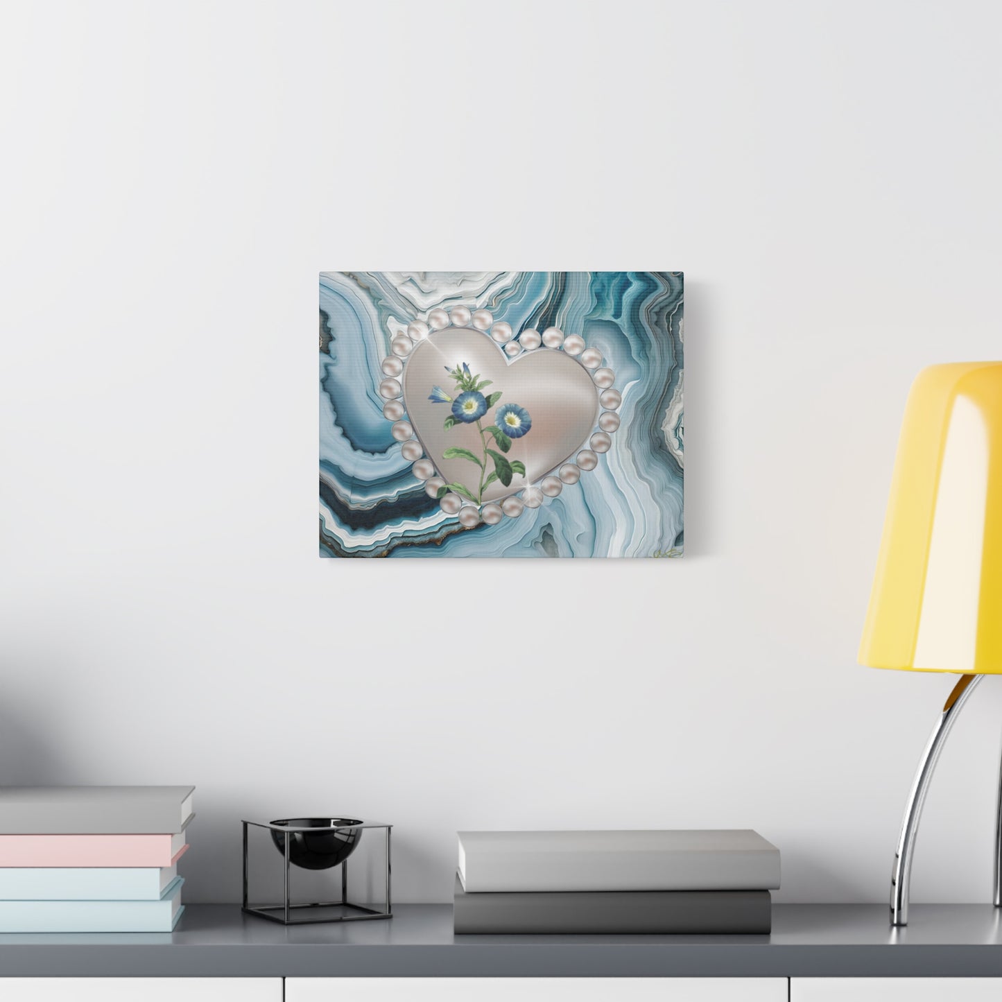 Elegant Floral Heart Canvas Wall Art, Modern Home Decor, Gift for Her