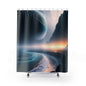 Shower Curtain — Cosmic Seascape Planet Beach Shower Curtain (Surreal Ocean Sunset)