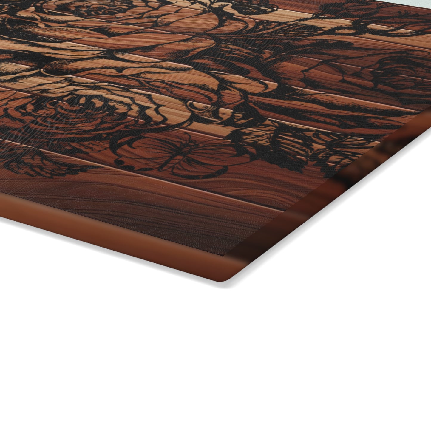 Elegant Floral Glass Cutting Board, Kitchen Decor, Wedding Gift, Home Cooking, Unique Kitchen Accessories