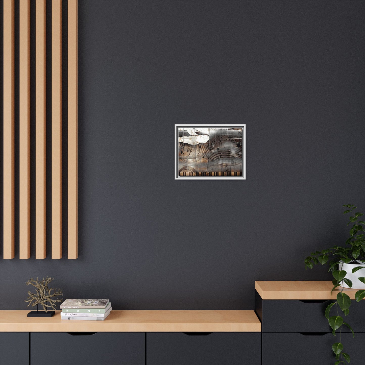 Framed Music Notes Canvas Print — Abstract Vintage Piano & Sheet Music Wall Art
