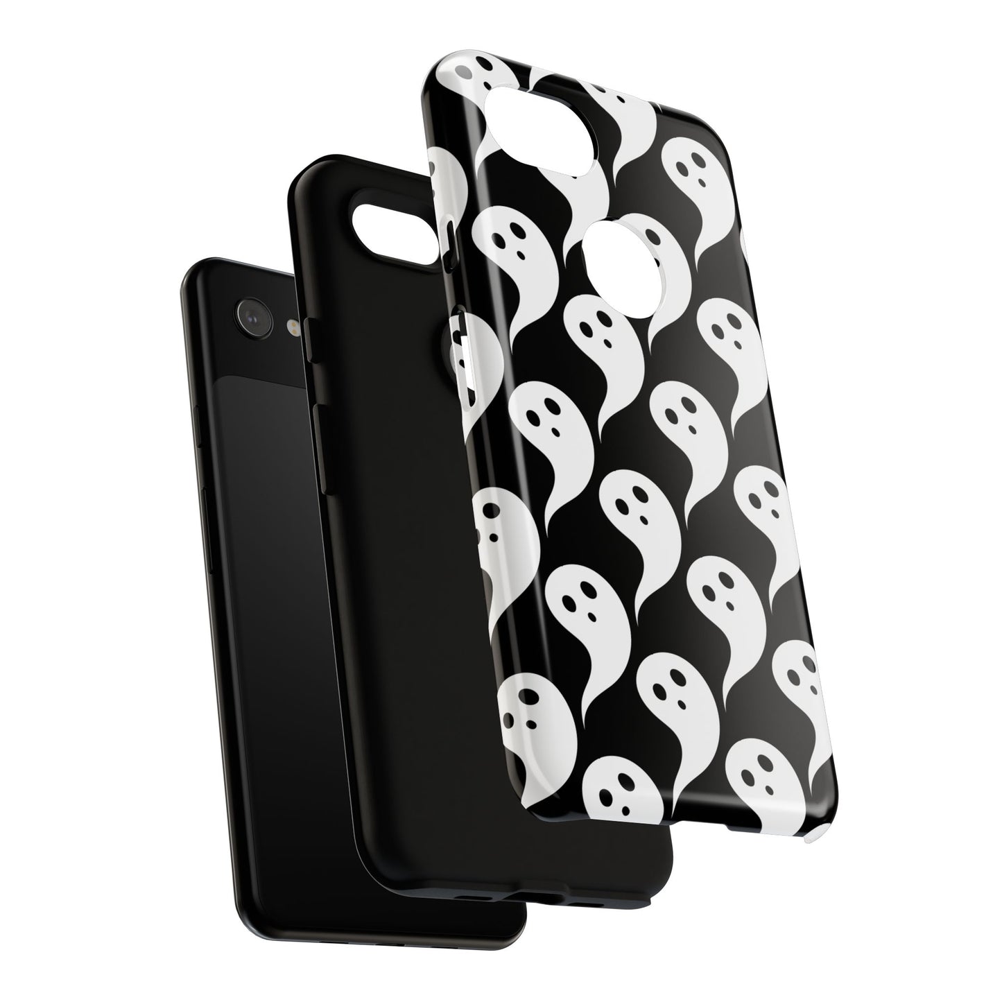 Ghost Pattern Phone Case, Cute Ghost Cell Phone Cover, Halloween Accessory, Spooky Gift, Black and White Phone Case