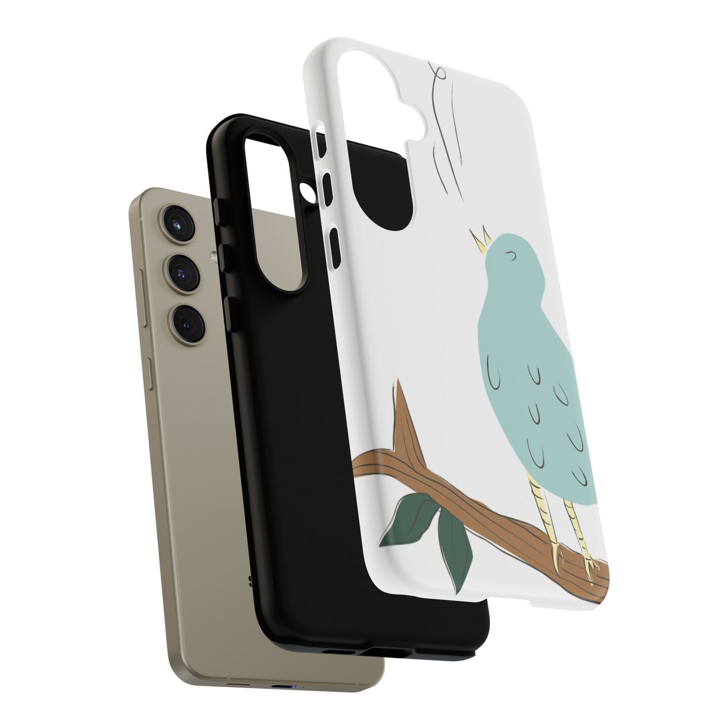 Birdsong Phone Case — Cute Blue Bird on Branch Protective Case