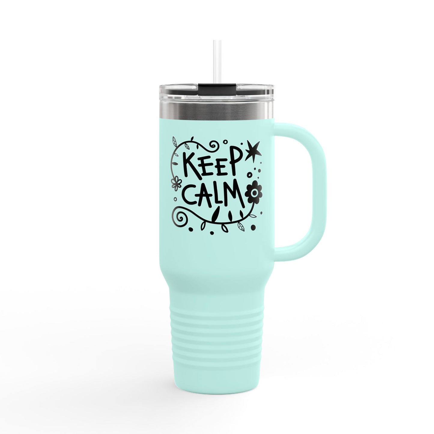 Travel Mug with Inspirational Design, Keep Calm Travel Cup, Insulated Coffee Tumbler, 40oz Drinkware for Travel, Gifts for Friends