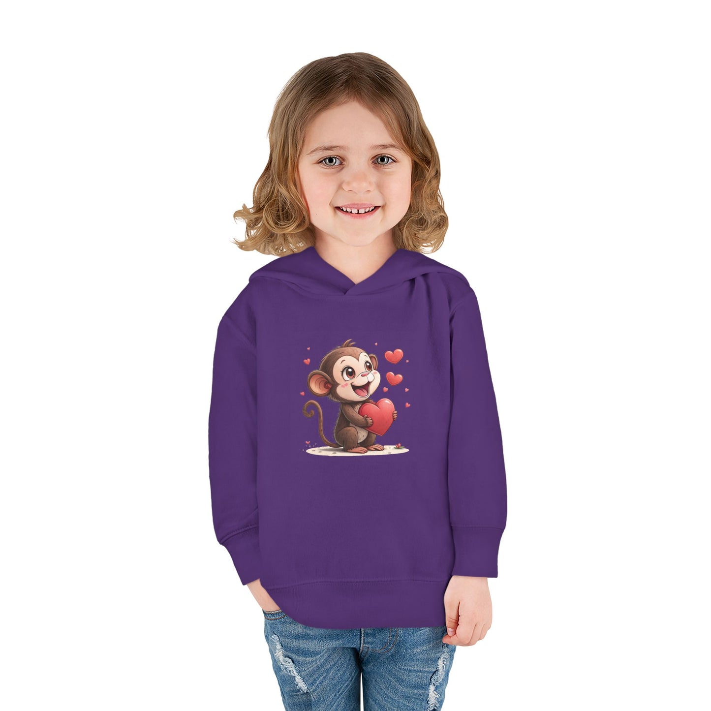 Adorable Toddler Monkey Love Hoodie, Birthday Gift, Kids Pullover, Baby Shower Gift, Cute Fleece Sweatshirt