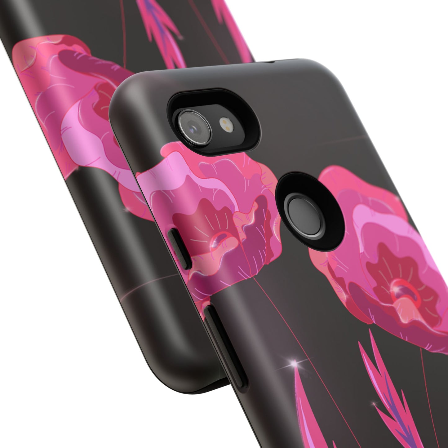 Floral iPhone Case | Tough Cases with Pink Poppy Design, Elegant Flower Phone Cover, Gift for Her, Spring Accessories, Chic Tech