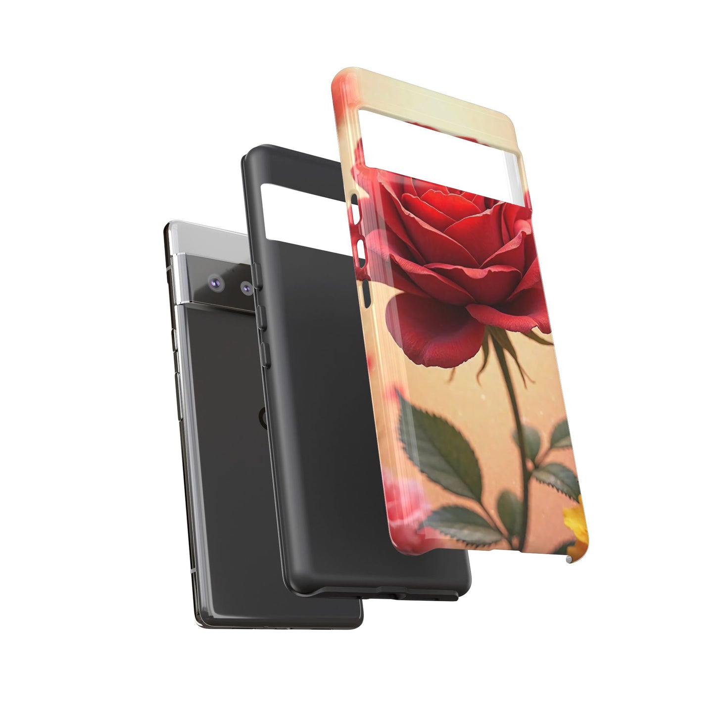 Floral Phone Case with Red Rose Design, Tough Phone Cover, Flower Print, Gift for Her, Stylish Accessory, Floral Aesthetic