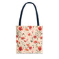 Floral Watercolor Tote Bag — Pink Red Poppy Pattern All-Over Print
