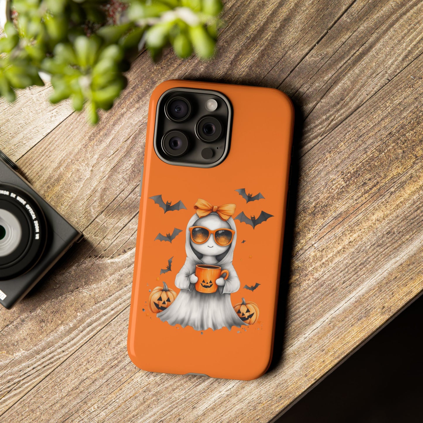 Halloween Ghost Phone Case, Cute Cat Ghost Case, Autumn Phone Cover, Spooky Season Gift, Trick or Treat Case