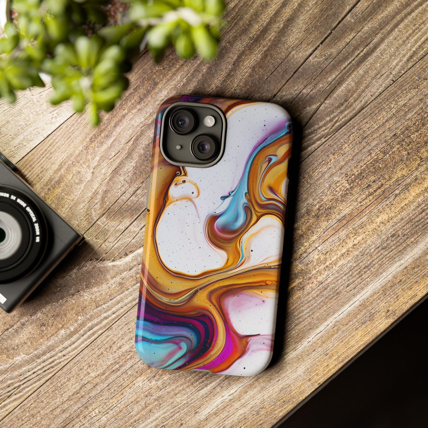 Artistic Phone Case, Tough Cases with Colorful Marble Design