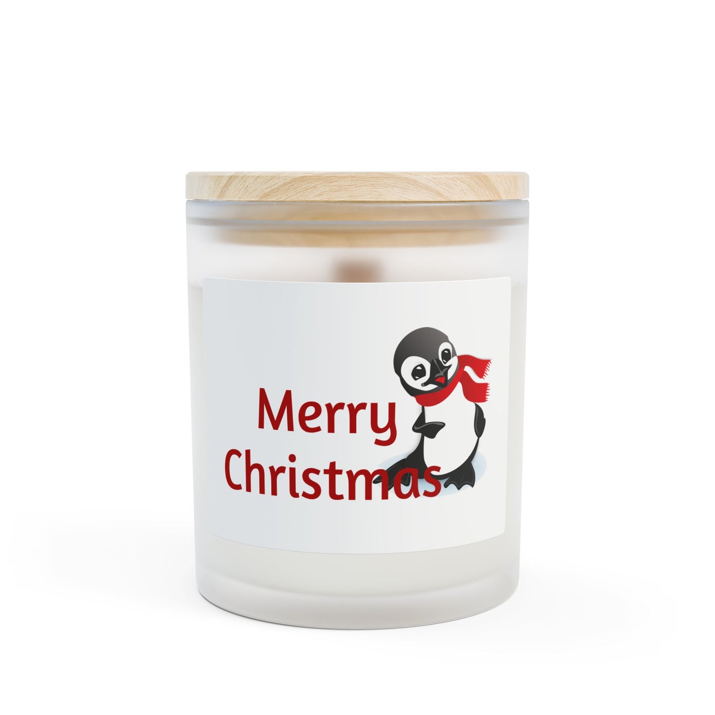 Merry Christmas Frosted Glass Candle, Holiday Gift, Winter Decor, Home Fragrance, Cozy Atmosphere, Christmas Decoration
