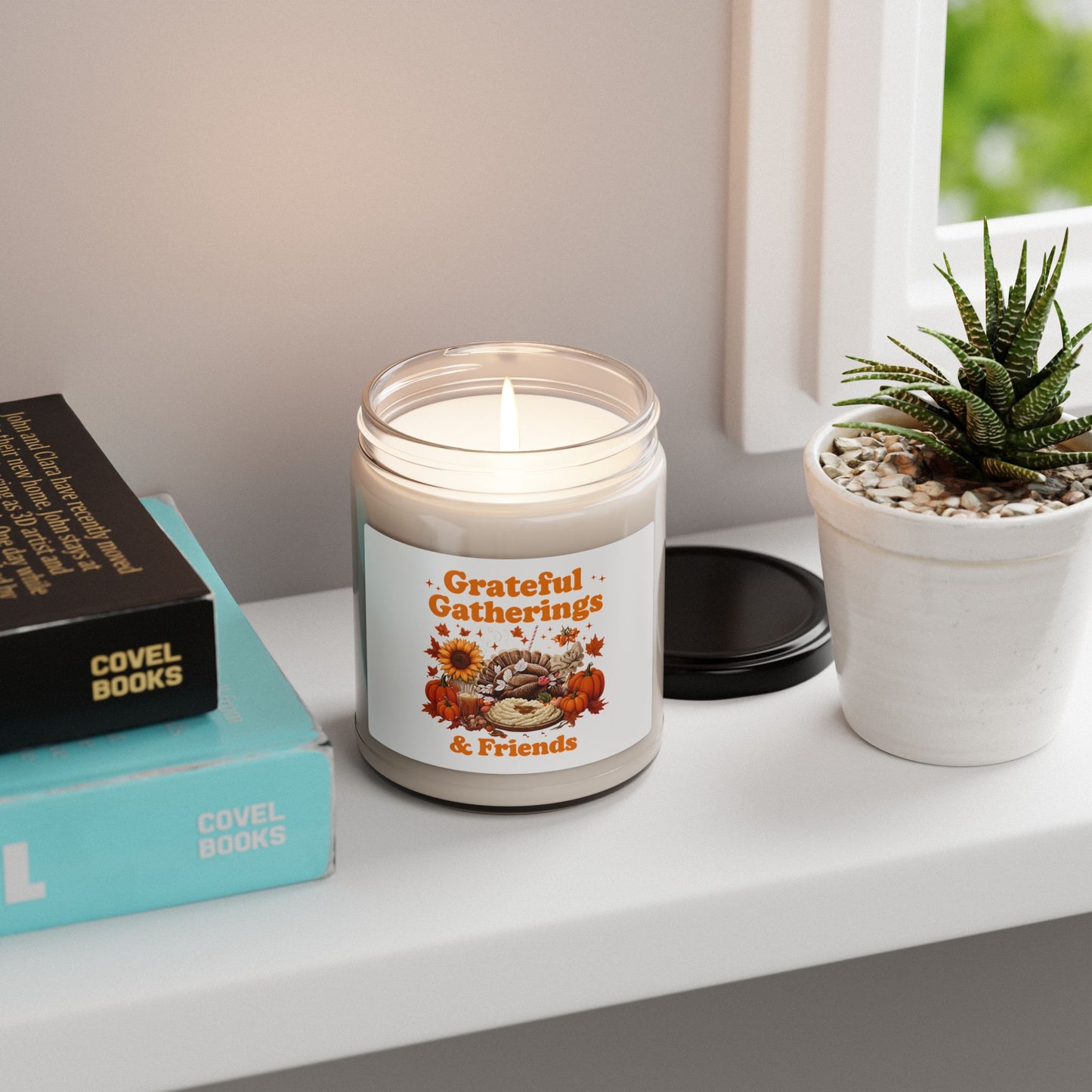 Thankful Gatherings Soy Candle — Autumn Pumpkin & Sunflower Scent (9oz)