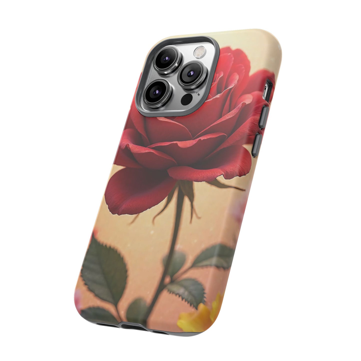 Floral Phone Case with Red Rose Design, Tough Phone Cover, Flower Print, Gift for Her, Stylish Accessory, Floral Aesthetic