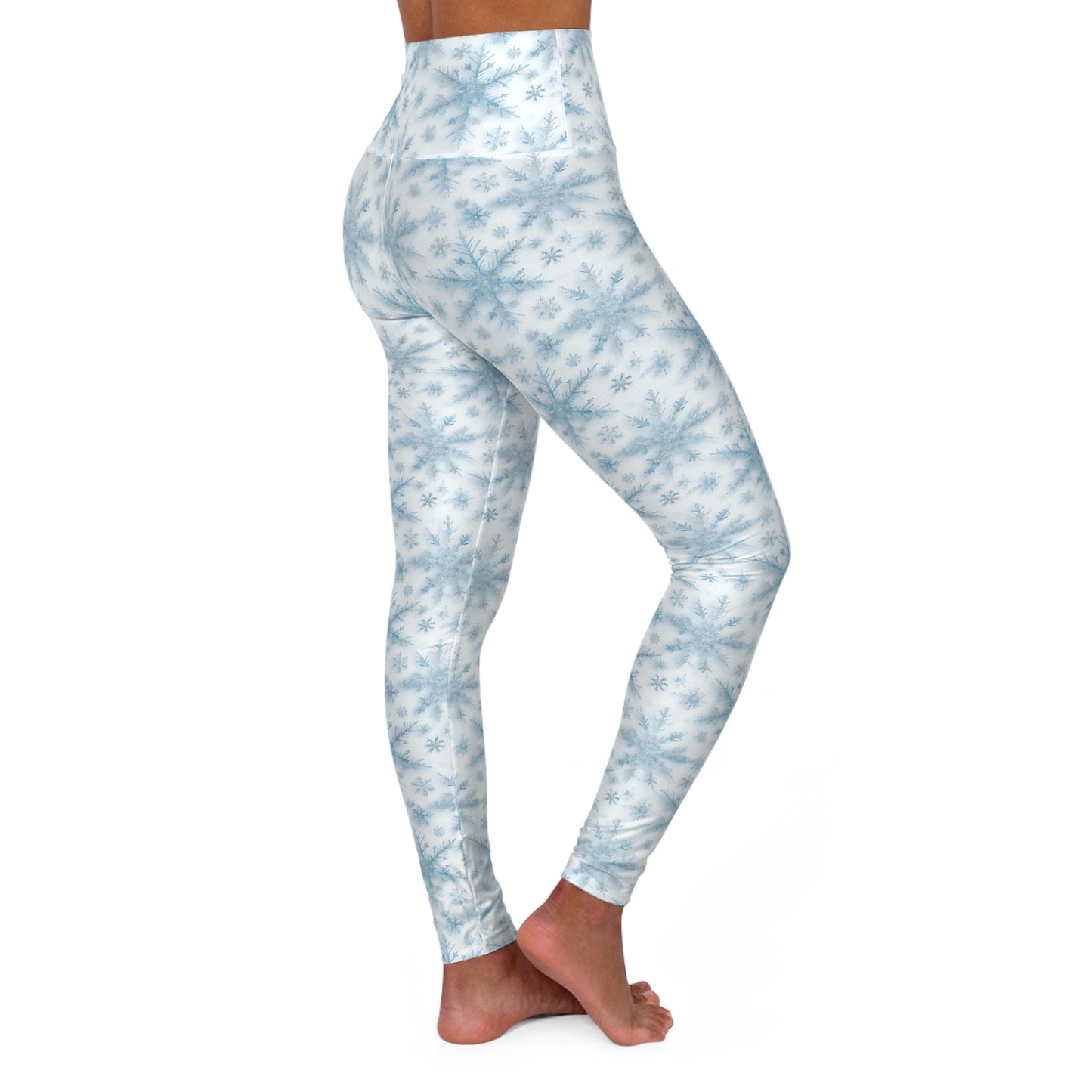 Snowflake Pattern High Waisted Yoga Leggings, Activewear, Fitness Leggings, Gym Leggings, Winter Workout Pants, Holiday Gift